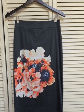 Black Floral Midi Skirt